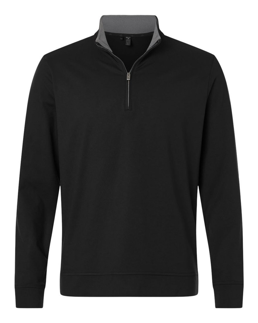 Black quarter-zip pullover, ready for an embroidered logo