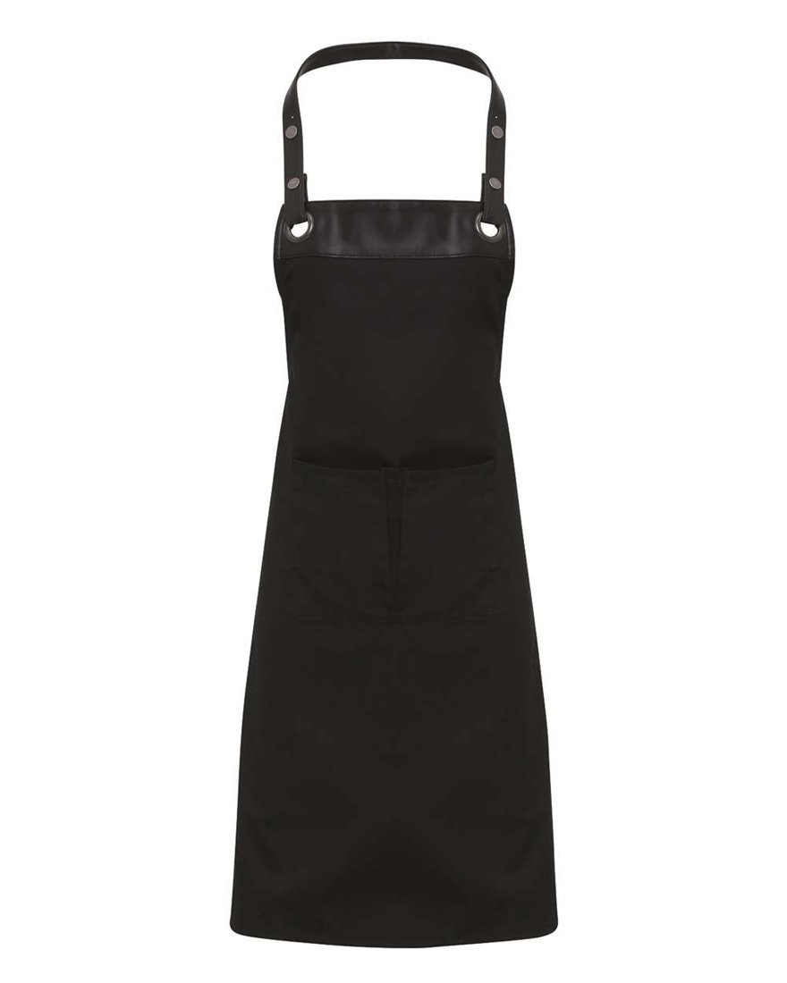Black bib apron, ready for an embroidered logo