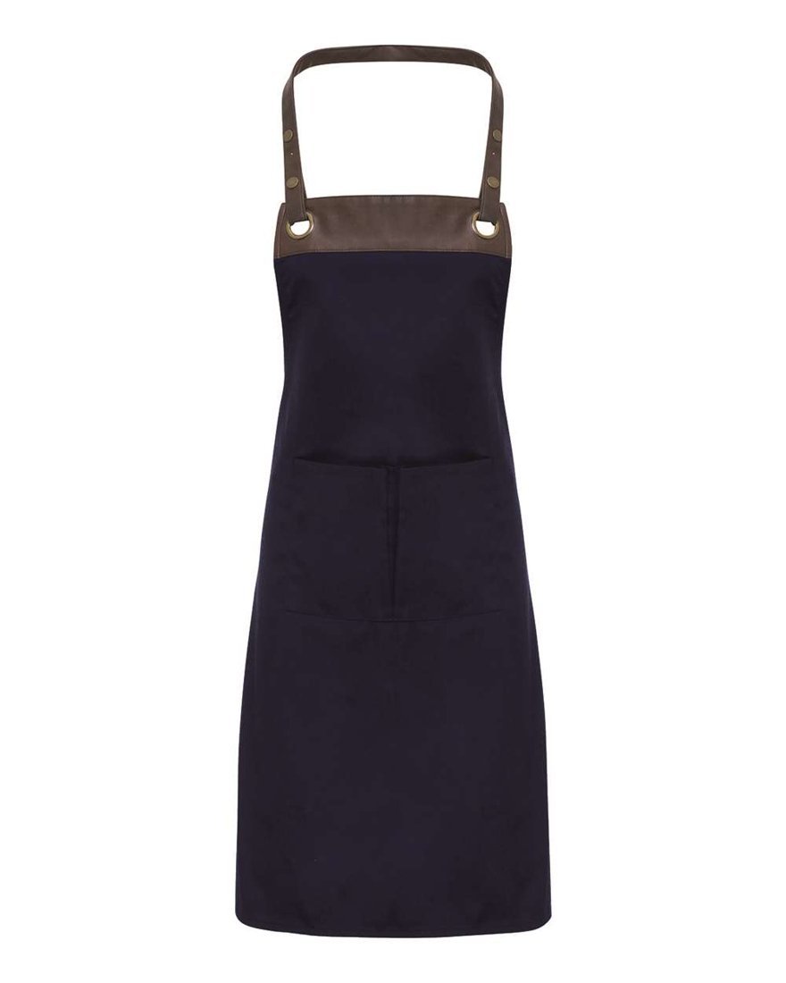 Navy bib apron for salon and studio staff